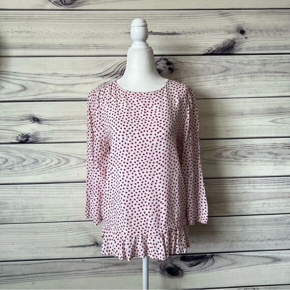 BeachLunchLounge White & Red Poppy Floral Patterned Blouse - Picture 1 of 9